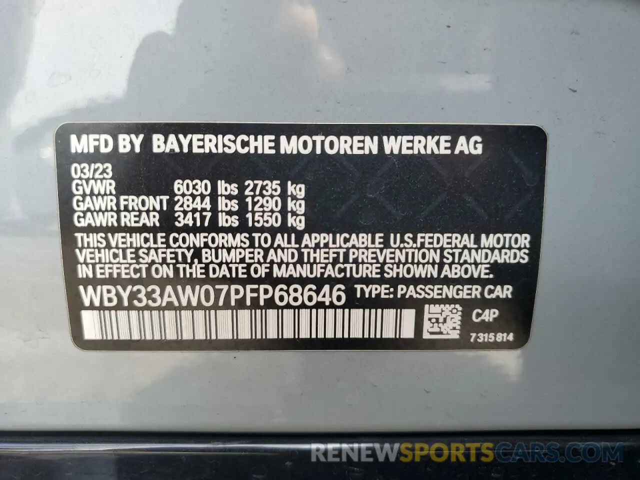 13 Photograph of a damaged car WBY33AW07PFP68646 BMW I4 M50 2023
