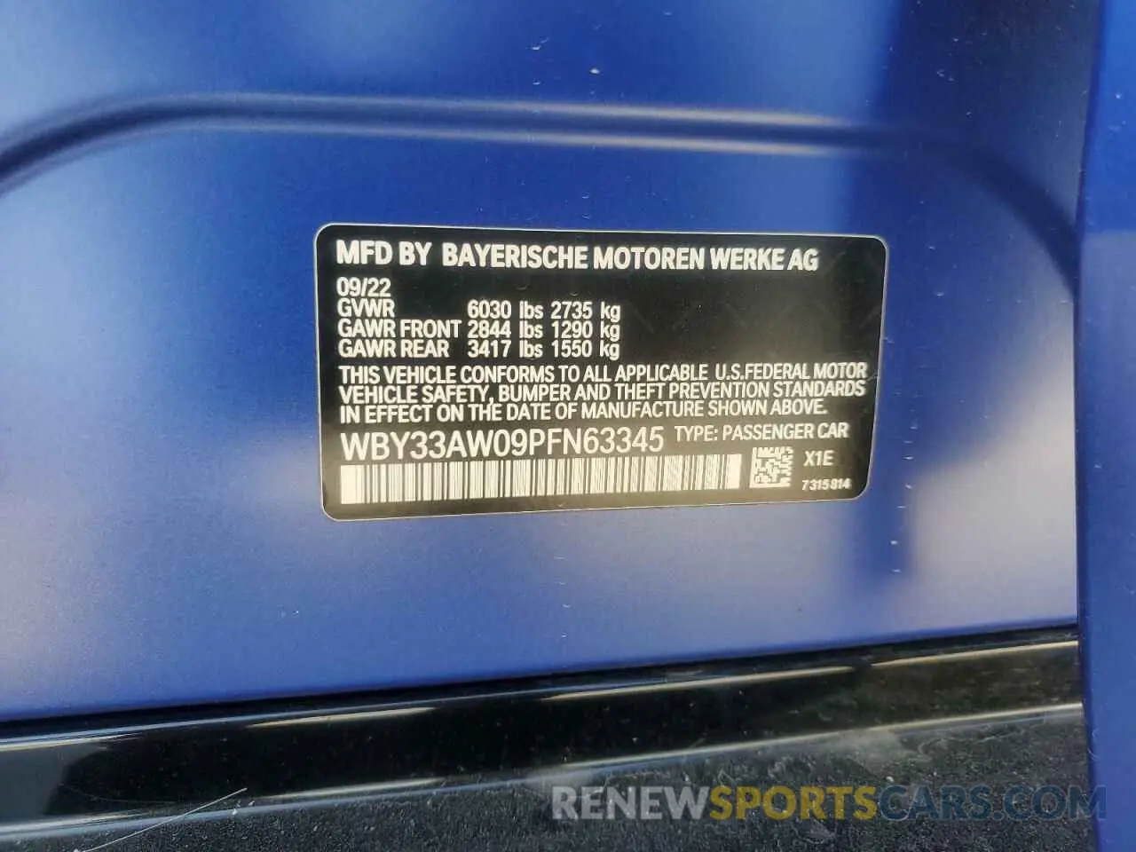 12 Photograph of a damaged car WBY33AW09PFN63345 BMW I4 M50 2023