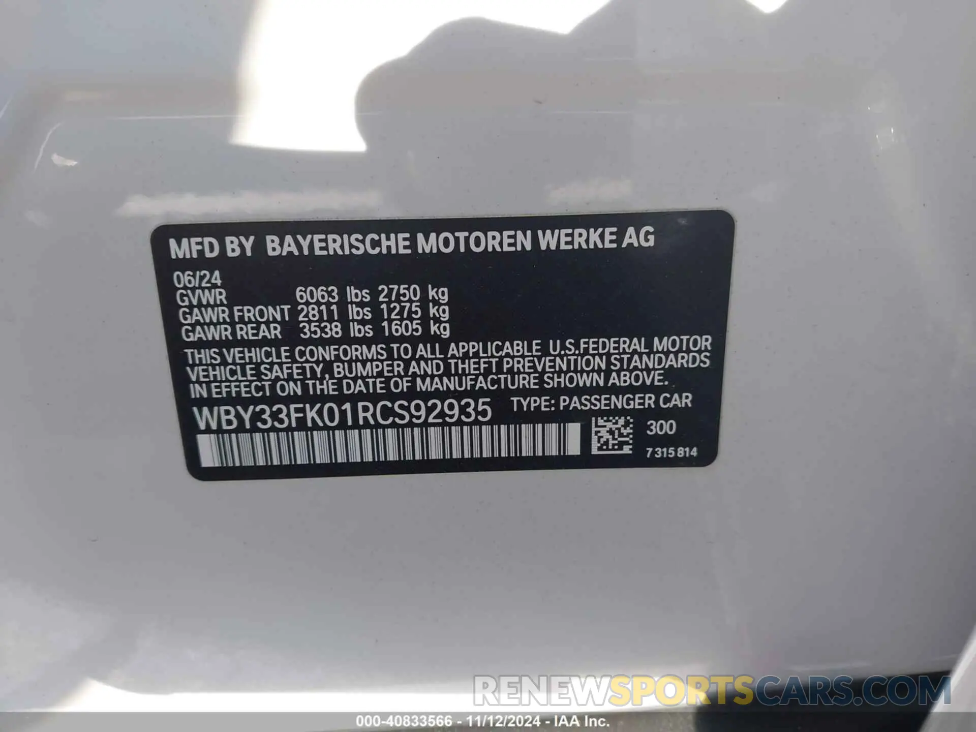 9 Photograph of a damaged car WBY33FK01RCS92935 BMW I5 2024