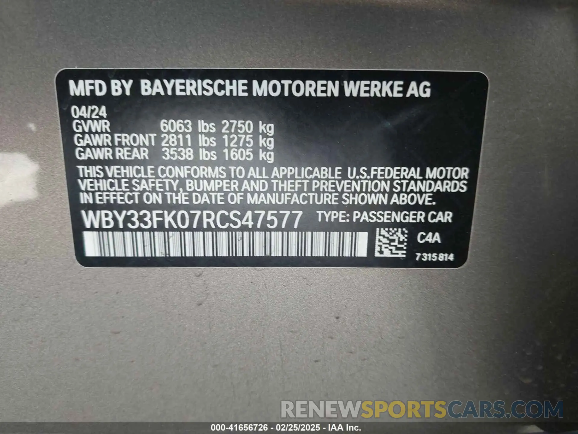 9 Photograph of a damaged car WBY33FK07RCS47577 BMW I5 2024