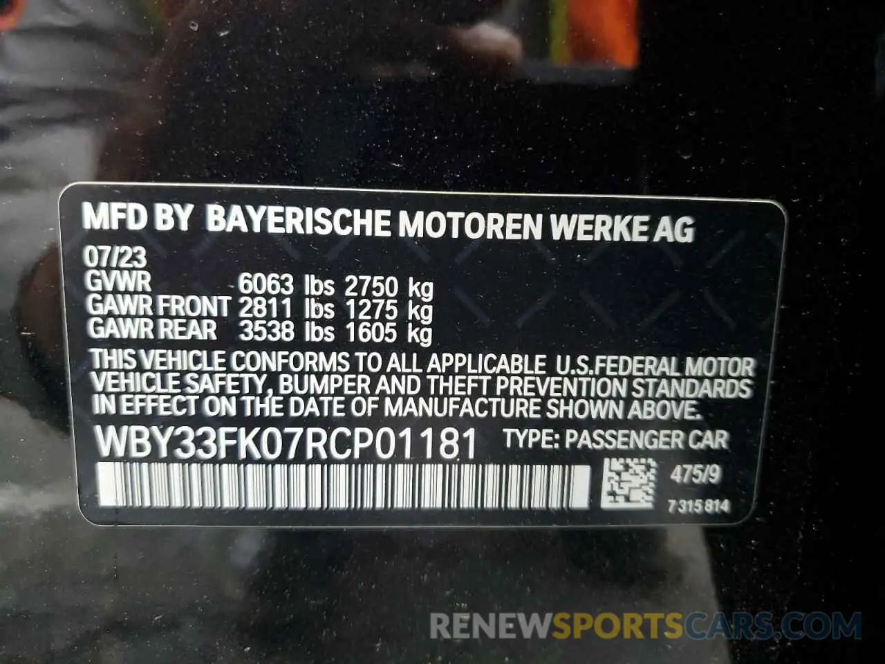 14 Photograph of a damaged car WBY33FK07RCP01181 BMW I5 EDRIVE 2024