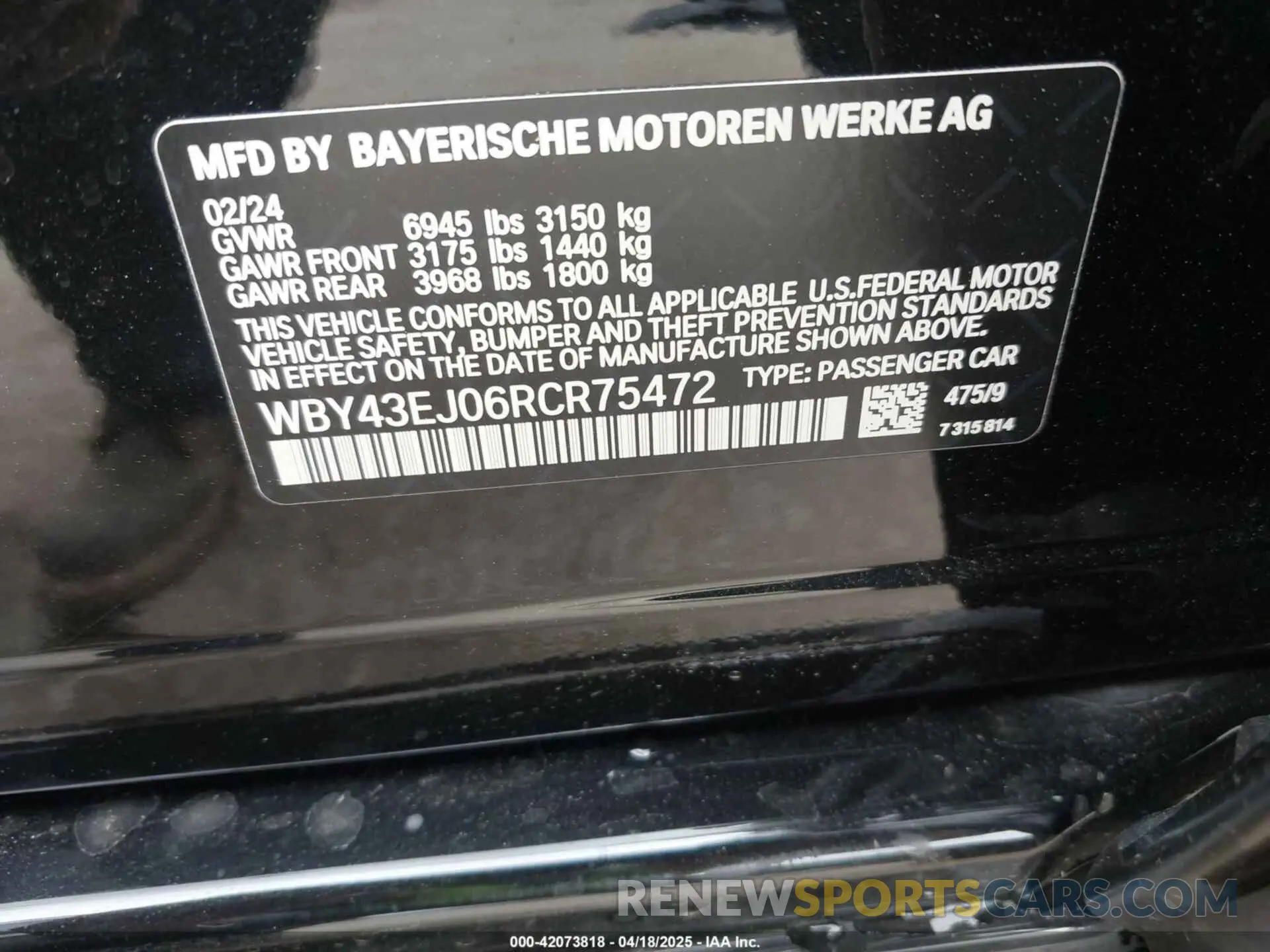 9 Photograph of a damaged car WBY43EJ06RCR75472 BMW I7 2024