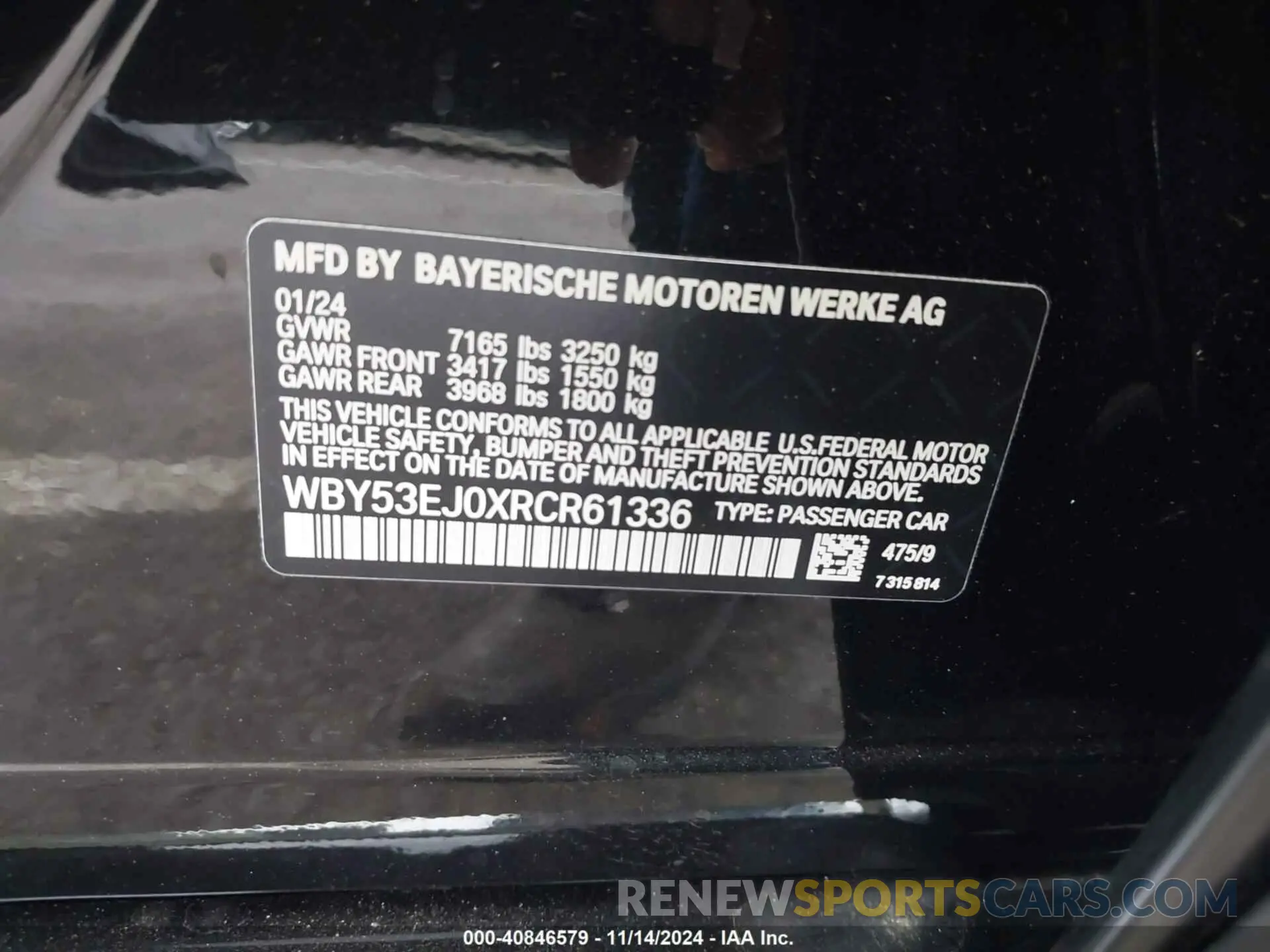 9 Photograph of a damaged car WBY53EJ0XRCR61336 BMW I7 2024