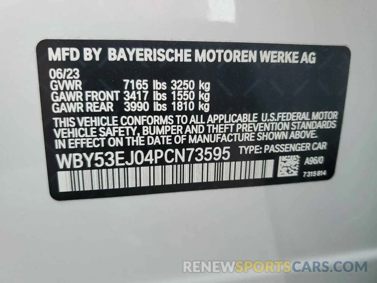 12 Photograph of a damaged car WBY53EJ04PCN73595 BMW I7 XDRIVE6 2023