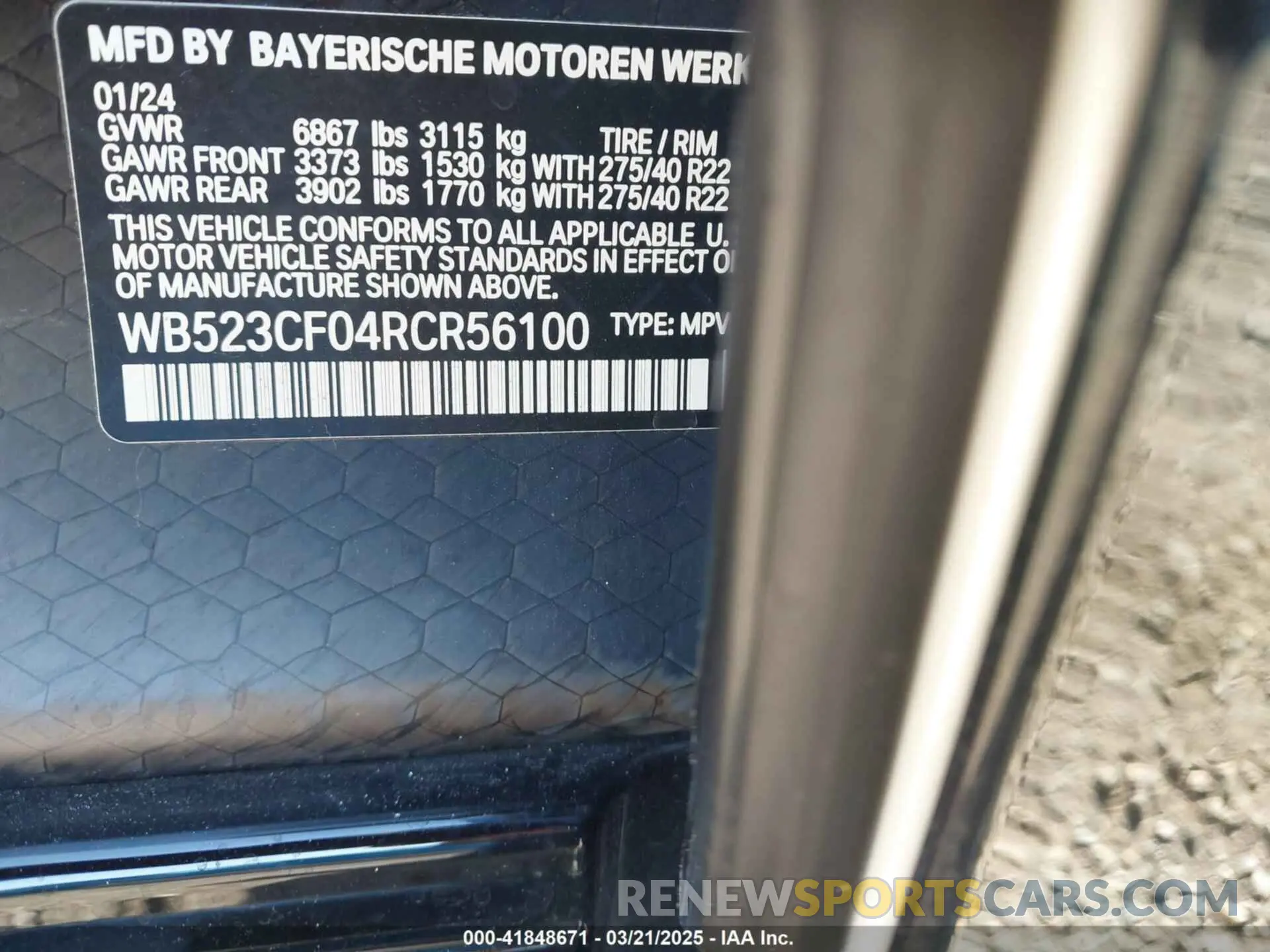 9 Photograph of a damaged car WB523CF04RCR56100 BMW IX 2024