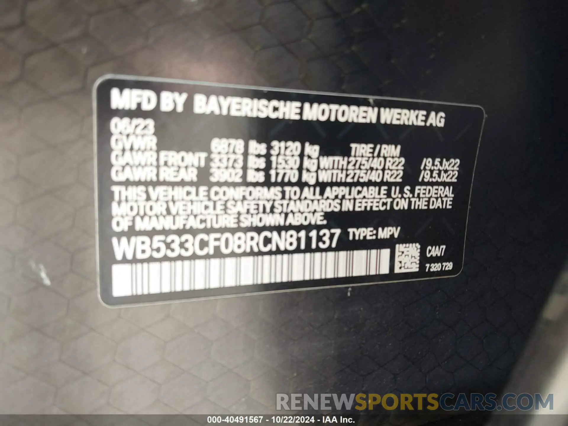 9 Photograph of a damaged car WB533CF08RCN81137 BMW IX 2024