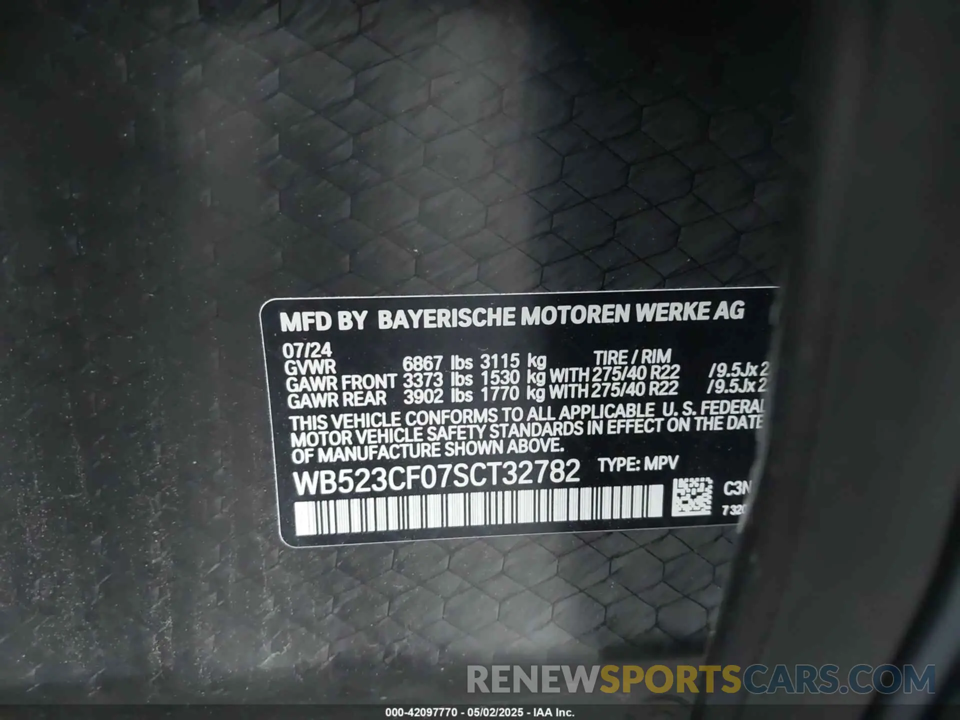 9 Фотография поврежденного автомобиля WB523CF07SCT32782 BMW IX 2025