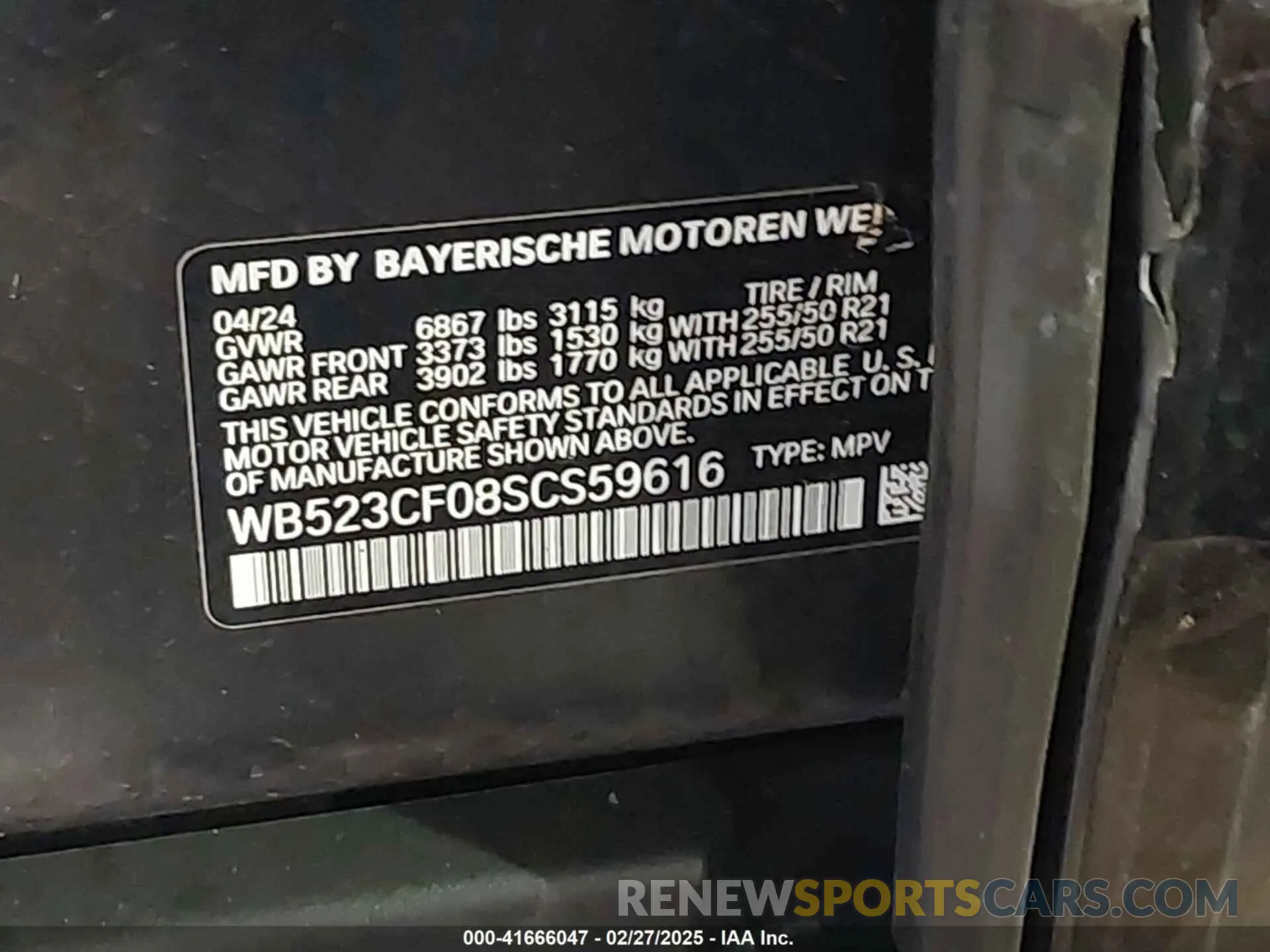 9 Photograph of a damaged car WB523CF08SCS59616 BMW IX 2025
