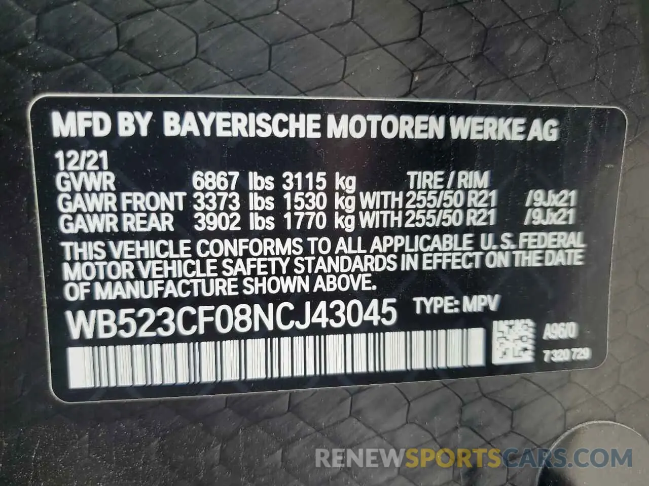 14 Photograph of a damaged car WB523CF08NCJ43045 BMW IX XDRIVE5 2022