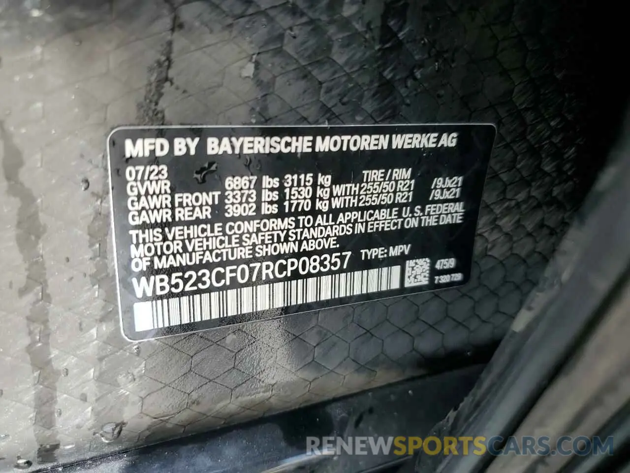 14 Photograph of a damaged car WB523CF07RCP08357 BMW IX XDRIVE5 2024
