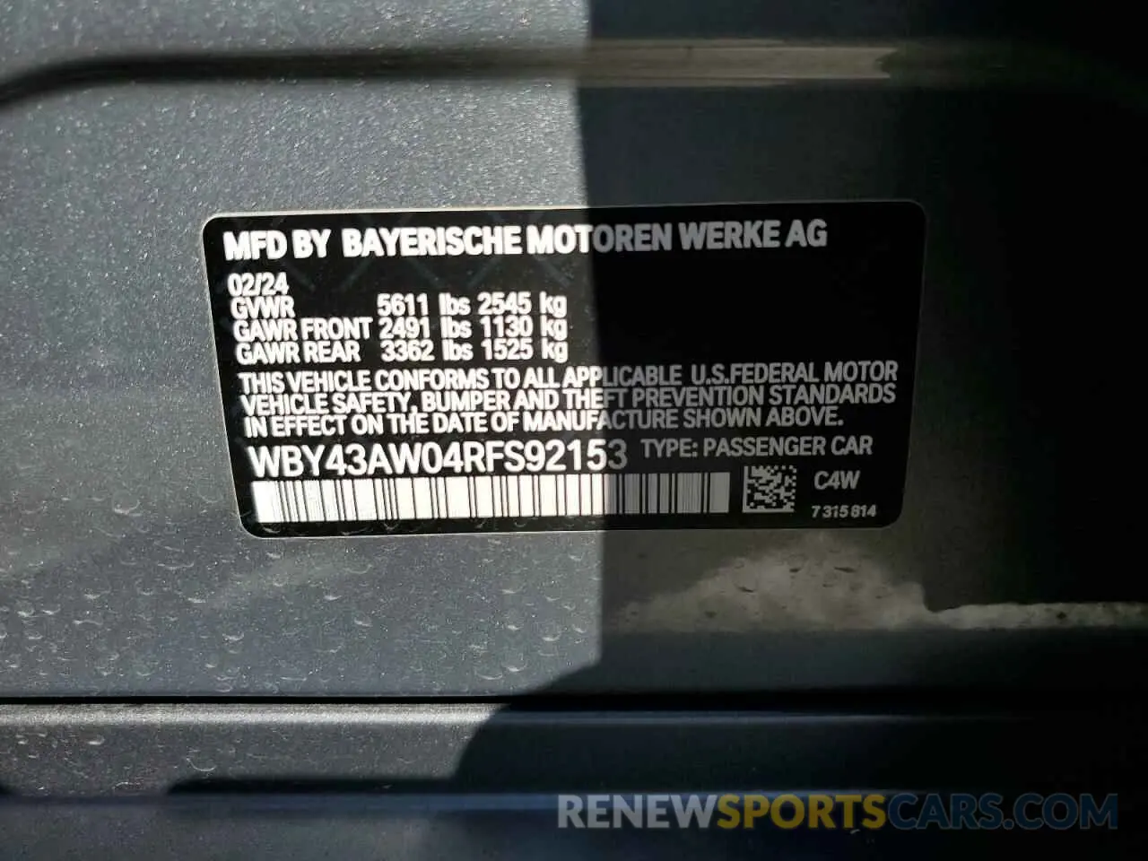 14 Фотография поврежденного автомобиля WBY43AW04RFS92153 BMW IX XDRIVE5 2024