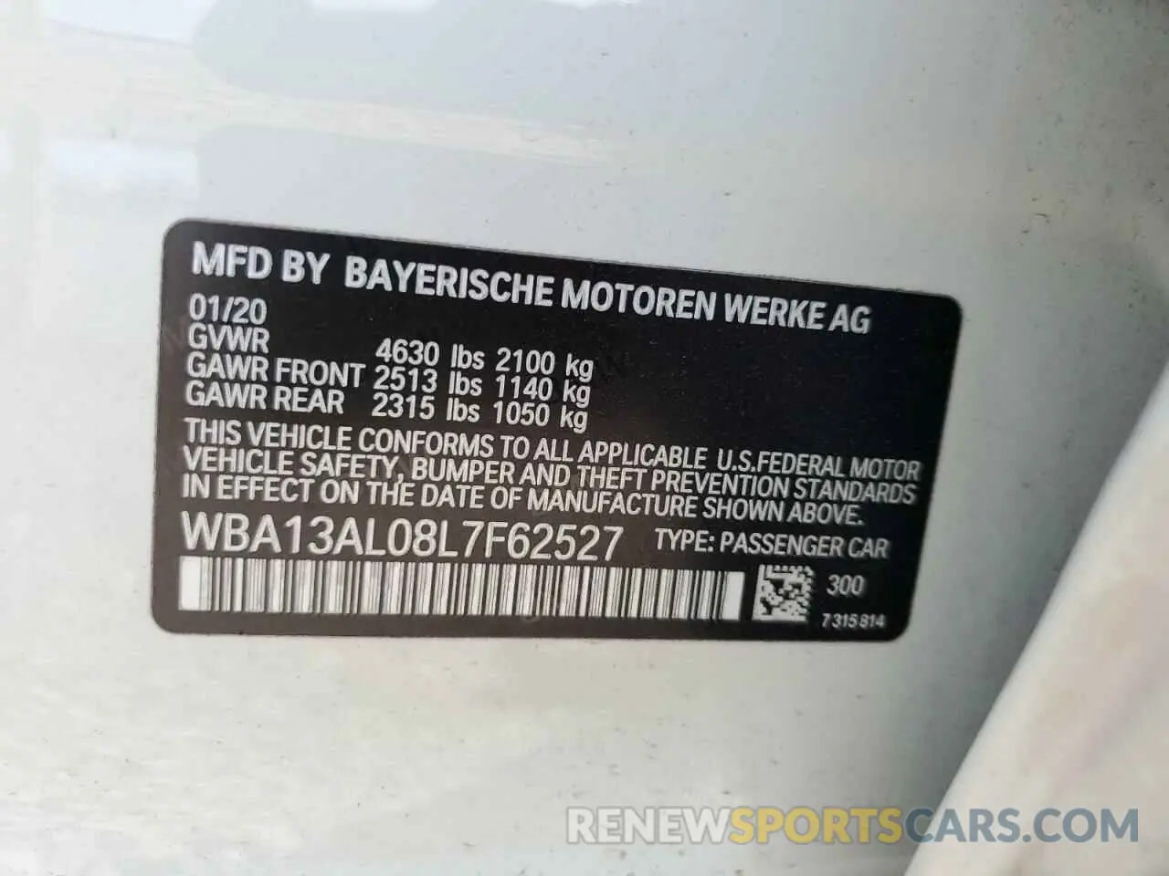 12 Photograph of a damaged car WBA13AL08L7F62527 BMW M2 2020