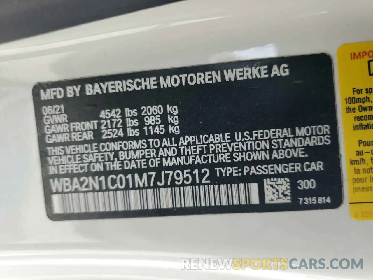 15 Photograph of a damaged car WBA2N1C01M7J79512 BMW M2 2021
