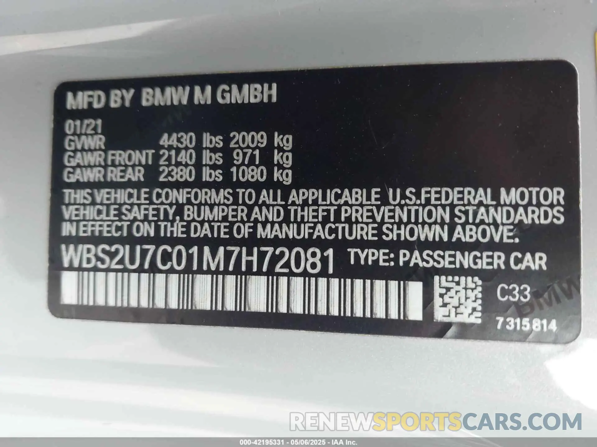 9 Photograph of a damaged car WBS2U7C01M7H72081 BMW M2 2021