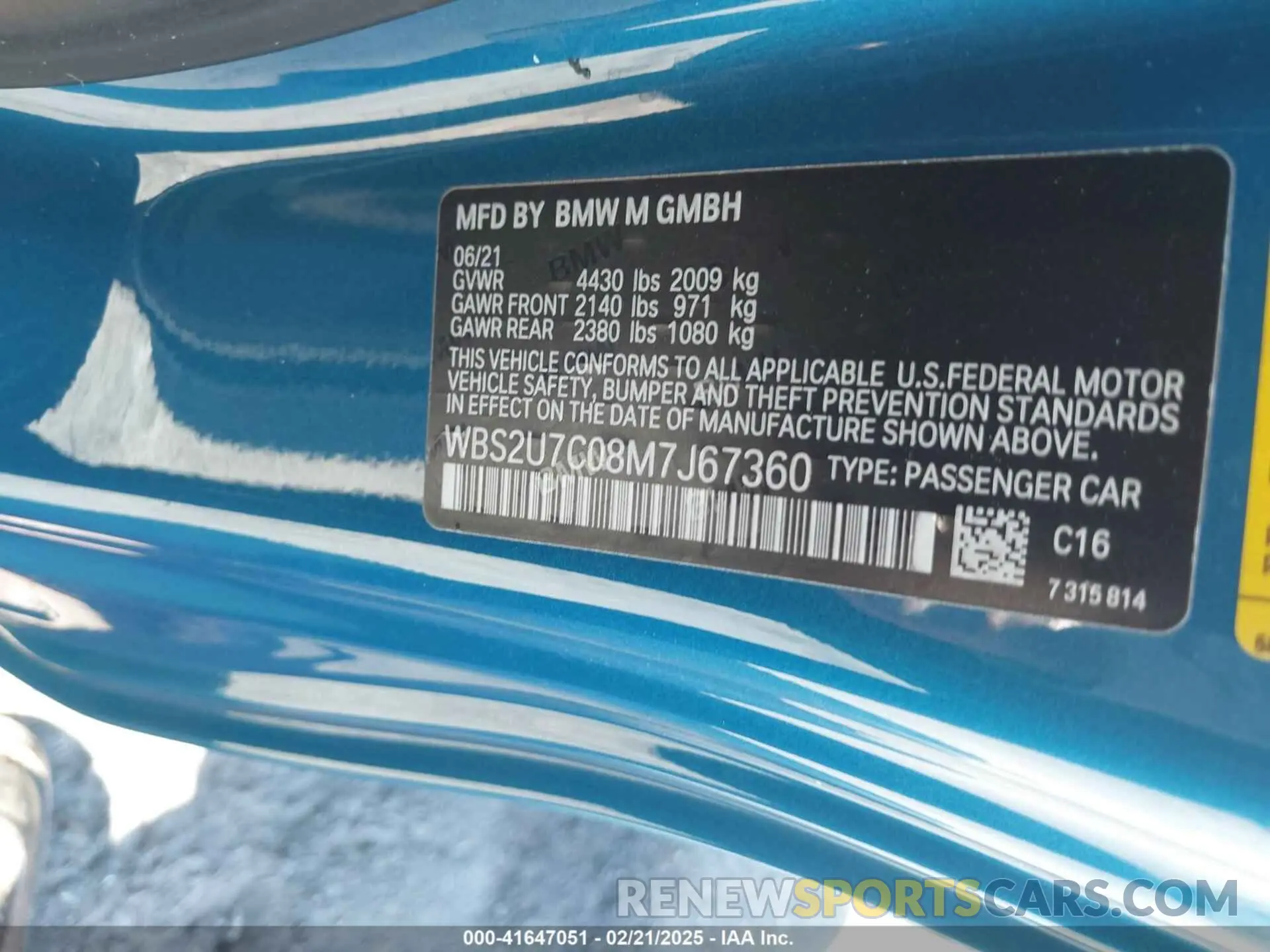 9 Фотография поврежденного автомобиля WBS2U7C08M7J67360 BMW M2 2021