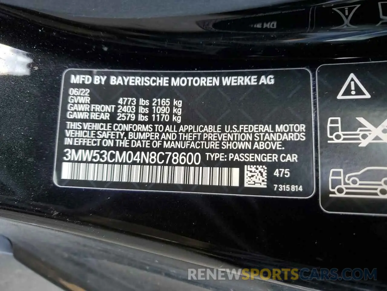 12 Photograph of a damaged car 3MW53CM04N8C78600 BMW M2 2022