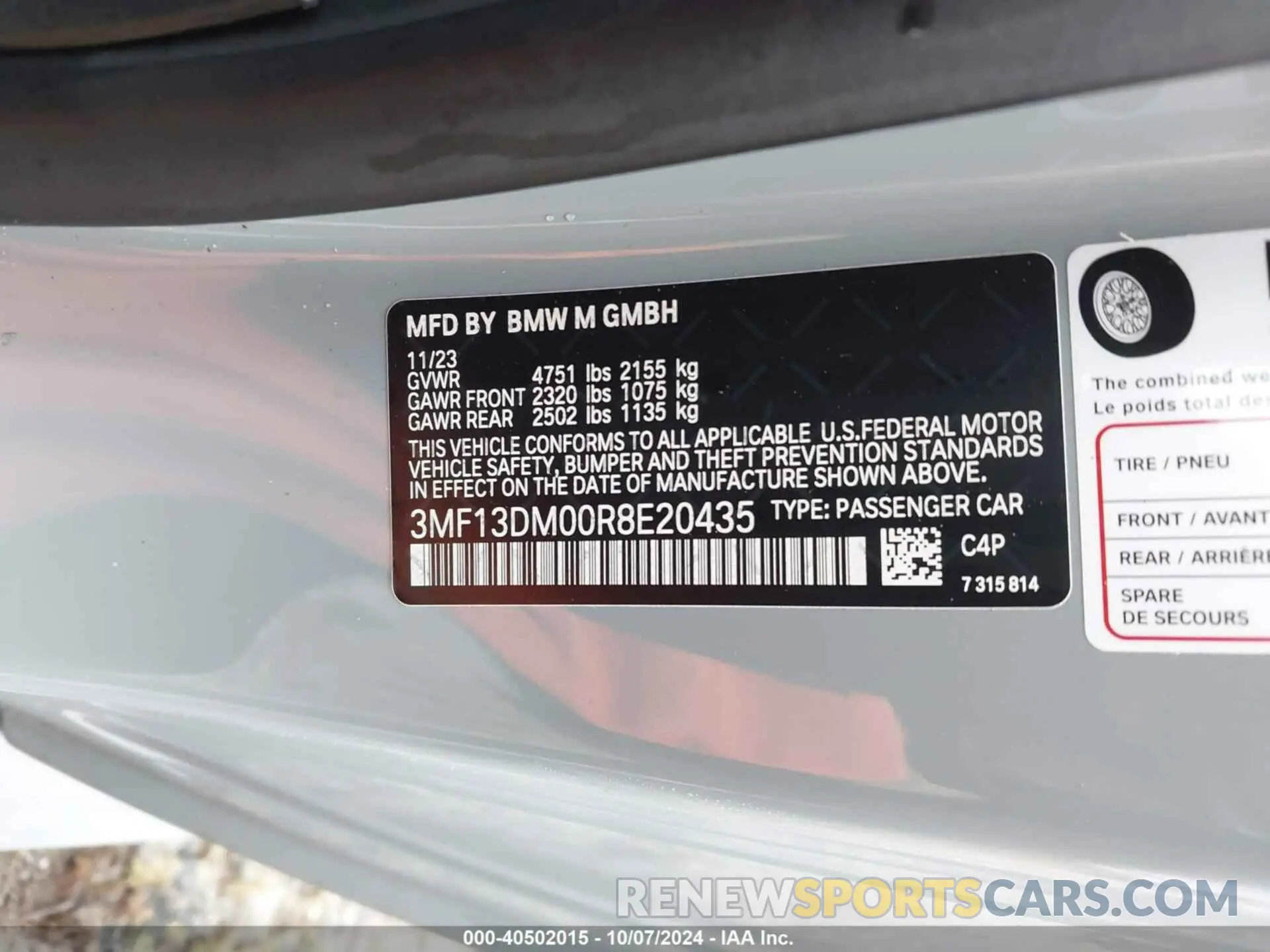 9 Photograph of a damaged car 3MF13DM00R8E20435 BMW M2 2024