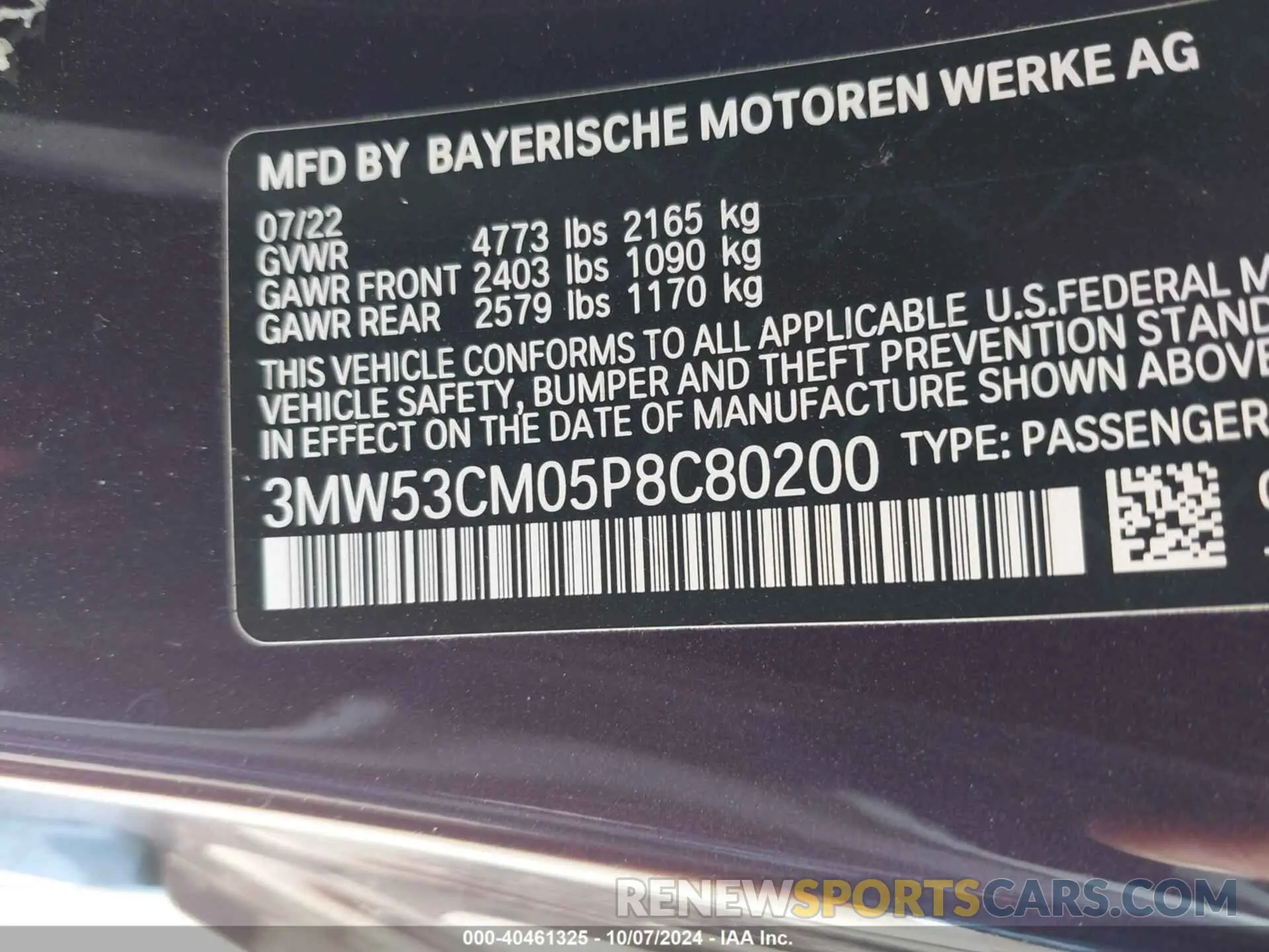 9 Photograph of a damaged car 3MW53CM05P8C80200 BMW M240 2023