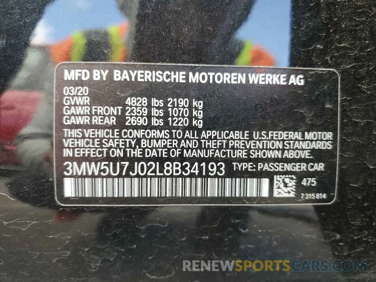 12 Photograph of a damaged car 3MW5U7J02L8B34193 BMW M3 2020