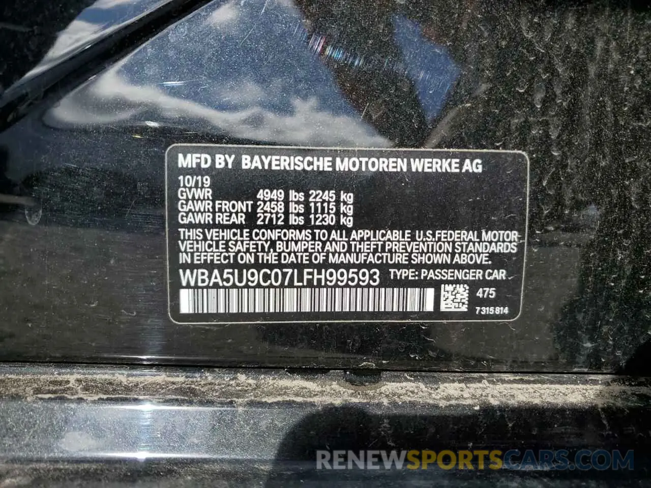 12 Photograph of a damaged car WBA5U9C07LFH99593 BMW M3 2020