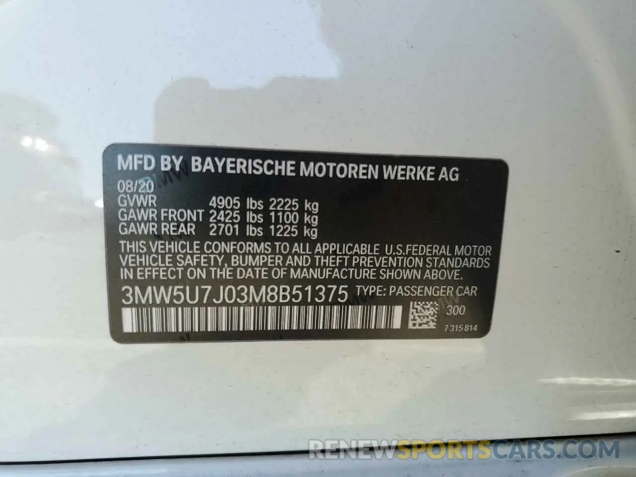 13 Photograph of a damaged car 3MW5U7J03M8B51375 BMW M3 2021
