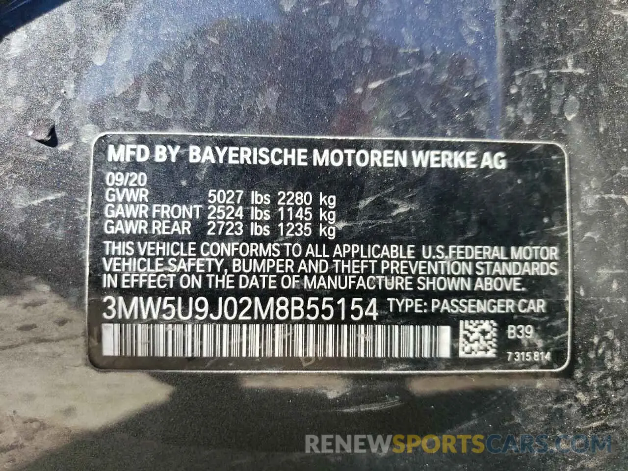 12 Photograph of a damaged car 3MW5U9J02M8B55154 BMW M3 2021