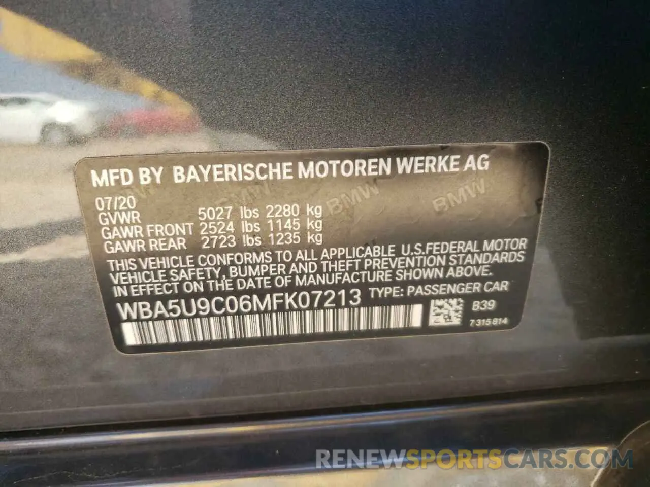 12 Photograph of a damaged car WBA5U9C06MFK07213 BMW M3 2021