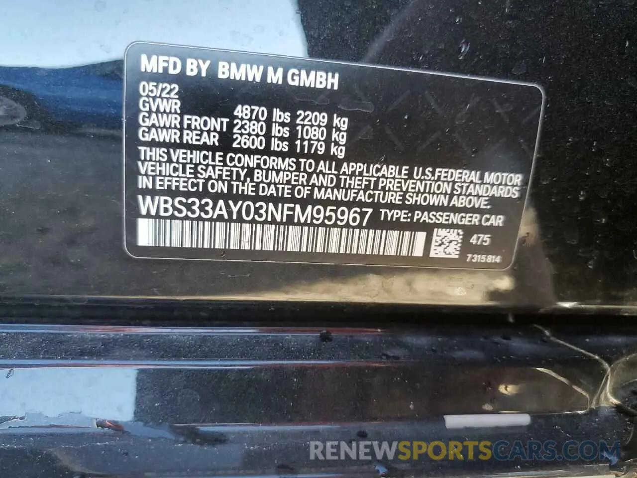 13 Photograph of a damaged car WBS33AY03NFM95967 BMW M3 2022