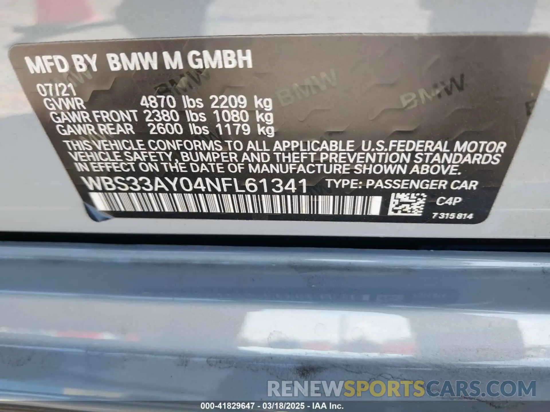 9 Фотография поврежденного автомобиля WBS33AY04NFL61341 BMW M3 2022