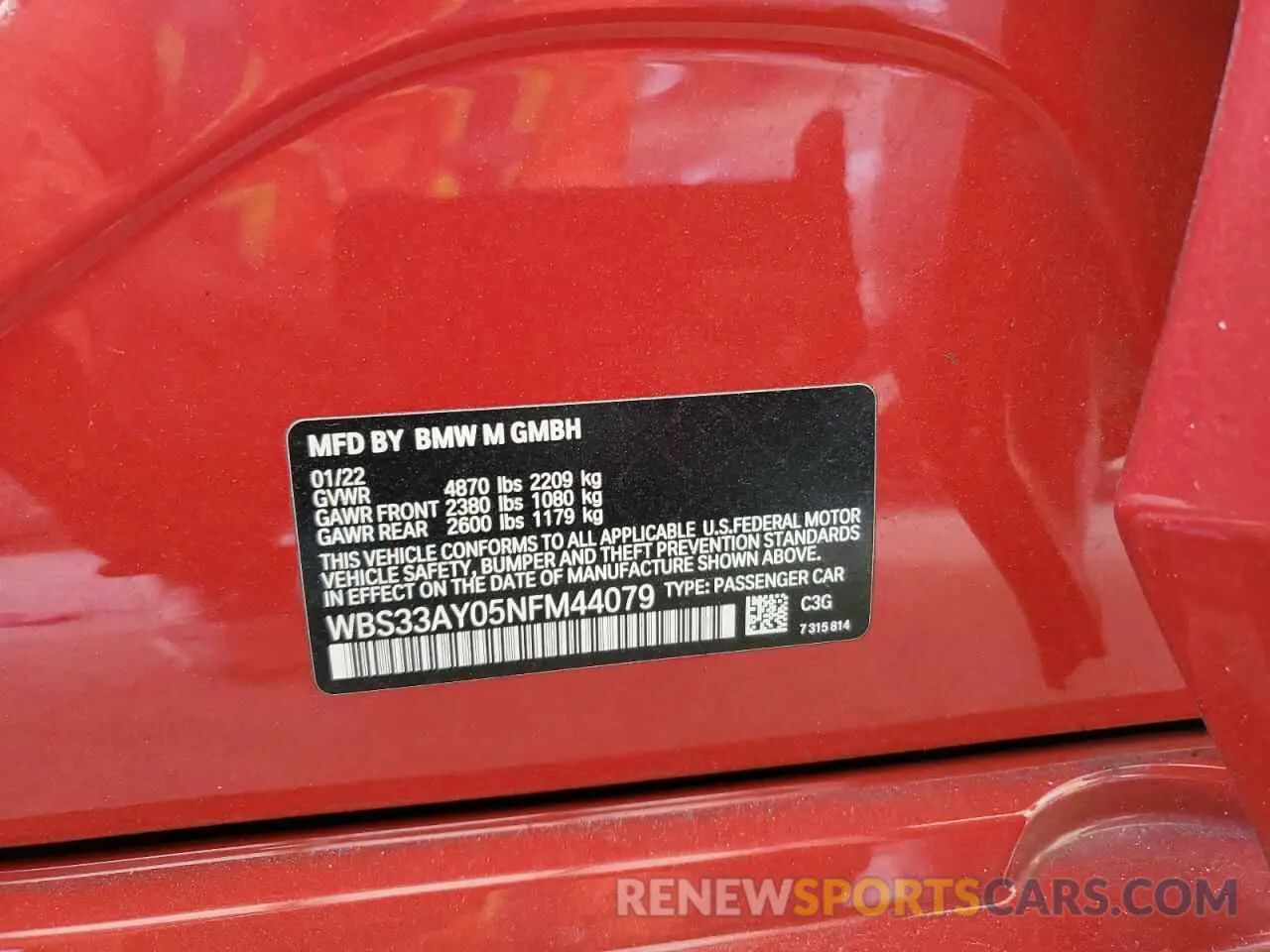 14 Photograph of a damaged car WBS33AY05NFM44079 BMW M3 2022