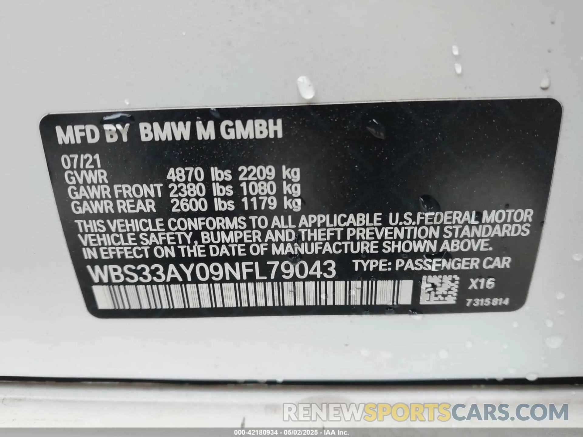 9 Photograph of a damaged car WBS33AY09NFL79043 BMW M3 2022