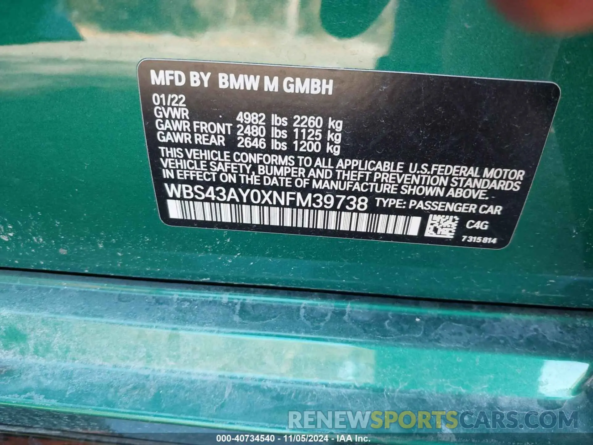 9 Photograph of a damaged car WBS43AY0XNFM39738 BMW M3 2022