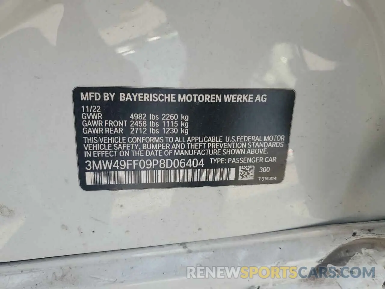 12 Фотография поврежденного автомобиля 3MW49FF09P8D06404 BMW M3 2023