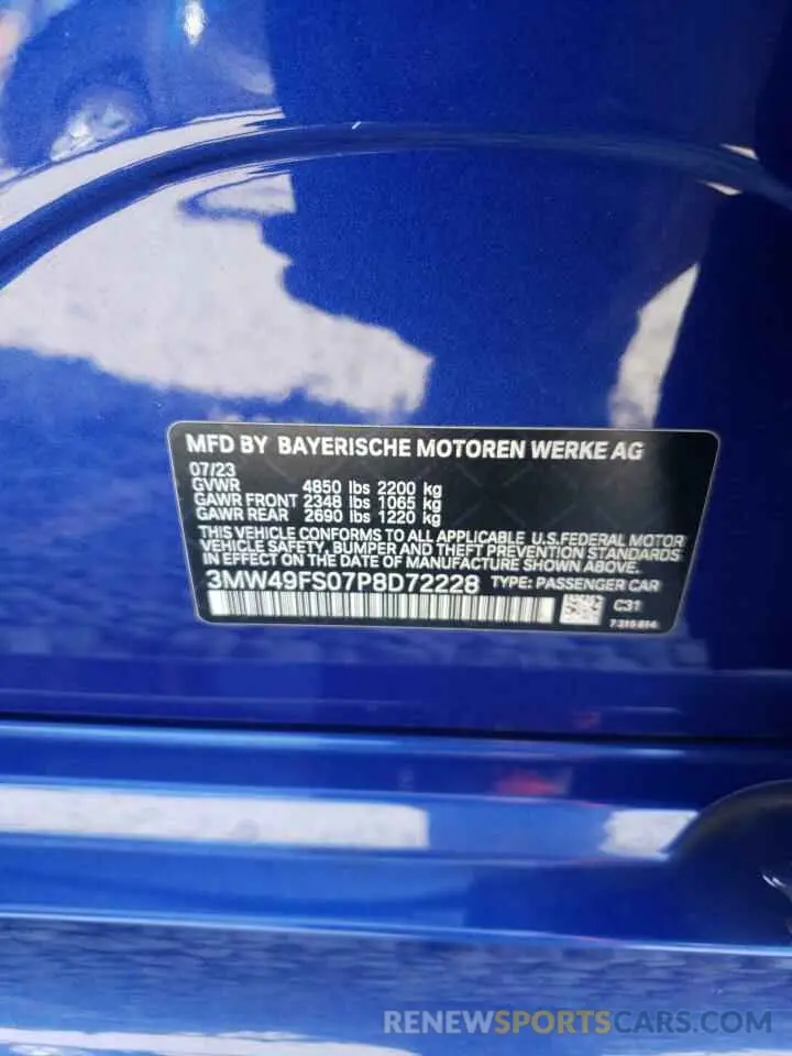 13 Фотография поврежденного автомобиля 3MW49FS07P8D72228 BMW M3 2023