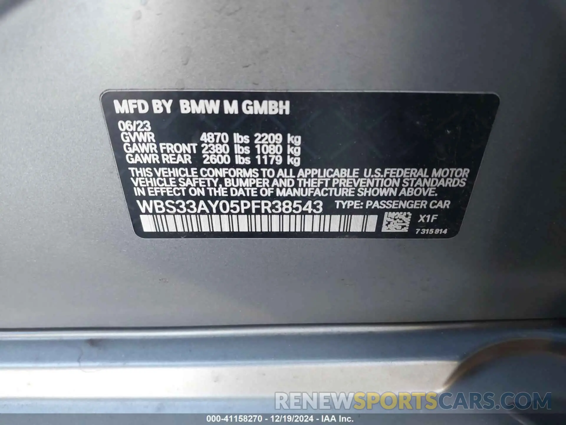 9 Фотография поврежденного автомобиля WBS33AY05PFR38543 BMW M3 2023