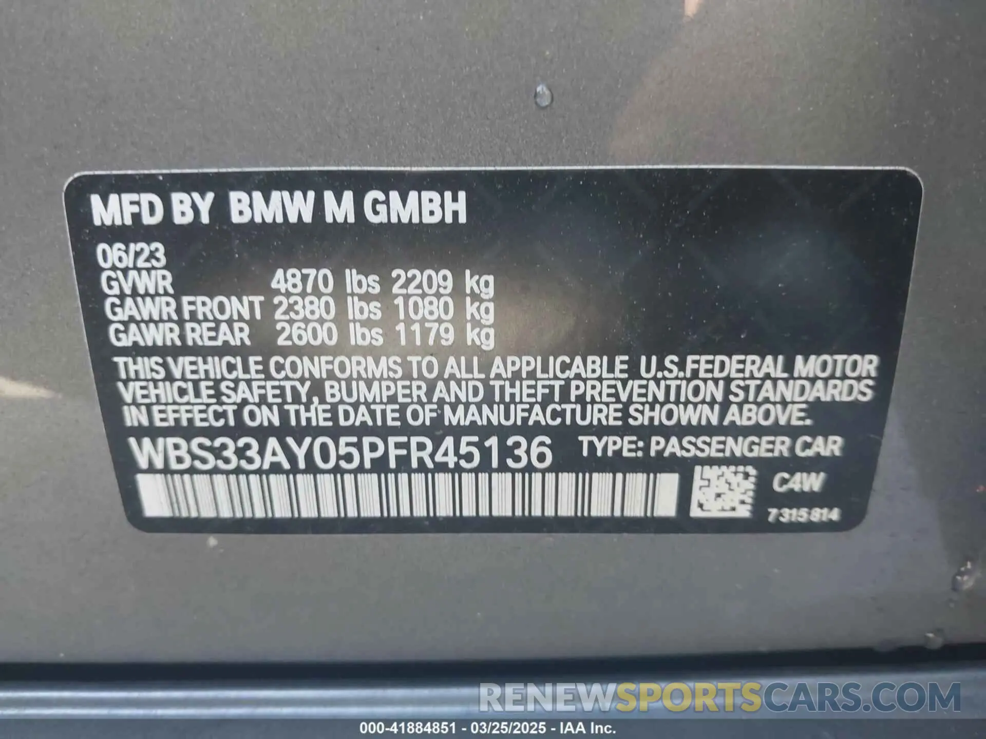 9 Photograph of a damaged car WBS33AY05PFR45136 BMW M3 2023