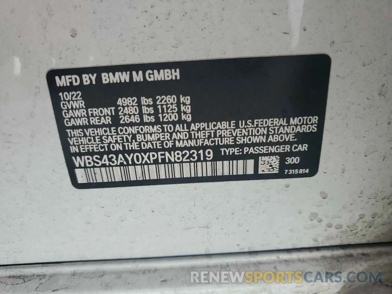 12 Photograph of a damaged car WBS43AY0XPFN82319 BMW M3 2023