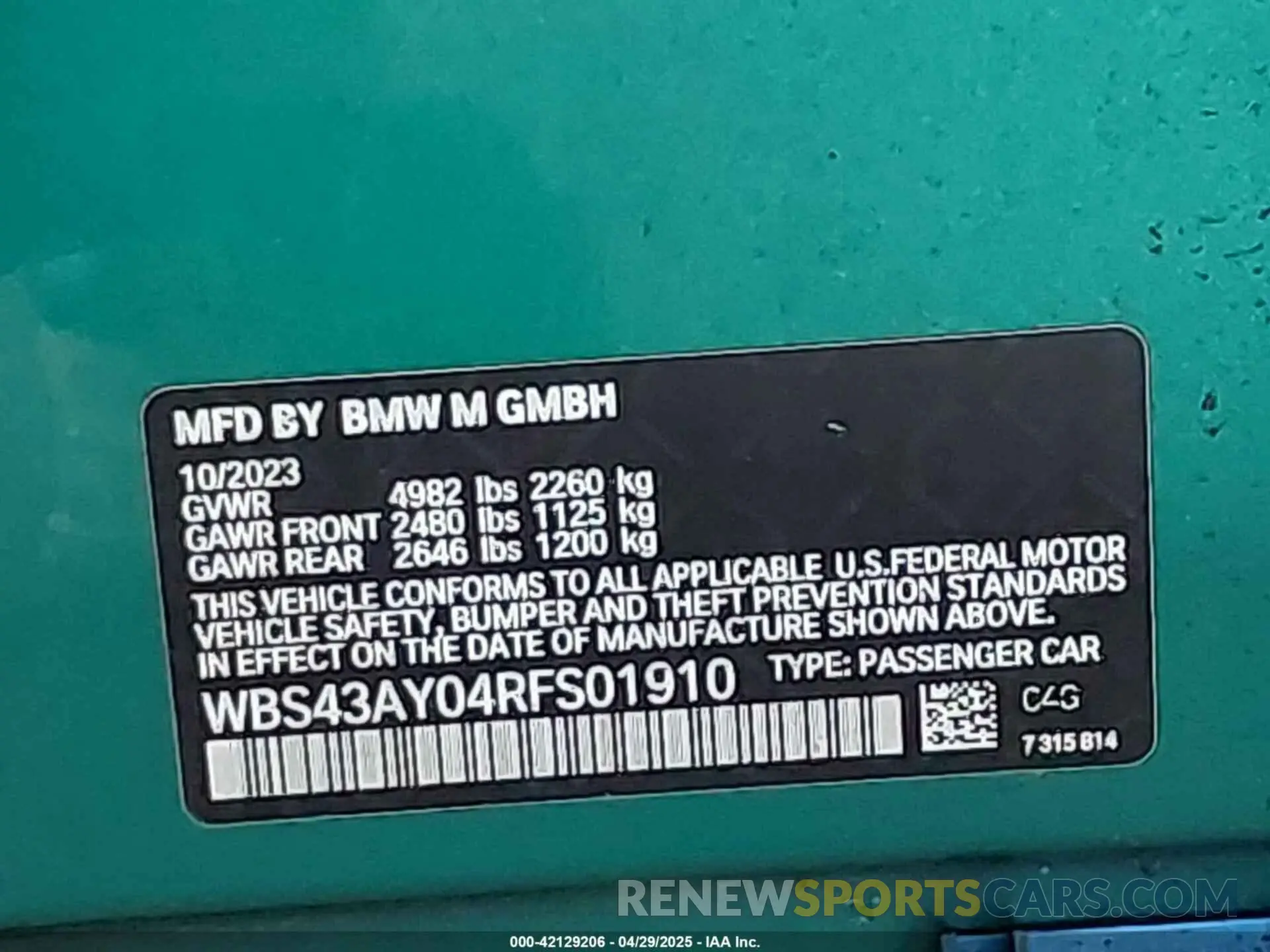 9 Photograph of a damaged car WBS43AY04RFS01910 BMW M3 2024