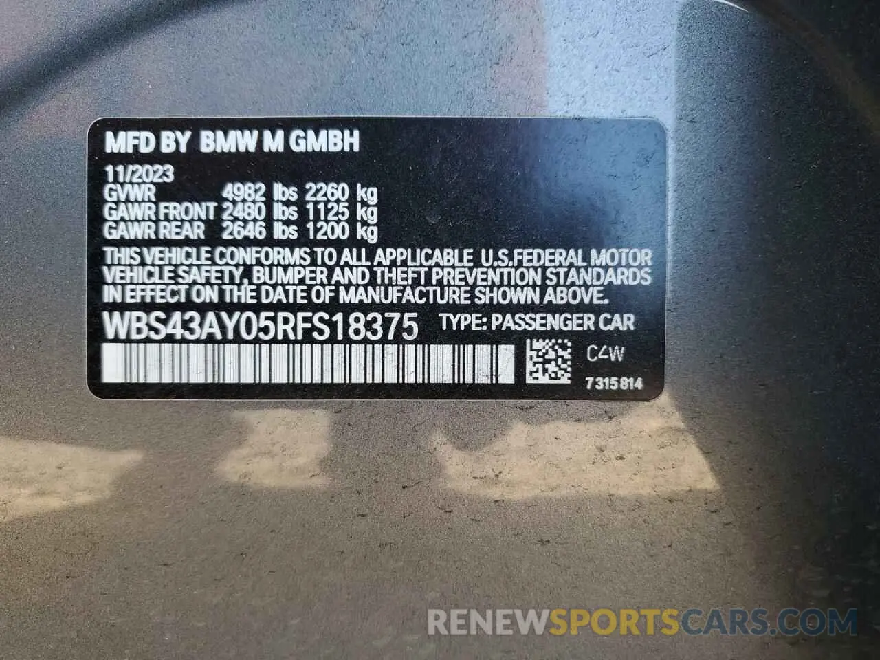 13 Photograph of a damaged car WBS43AY05RFS18375 BMW M3 2024
