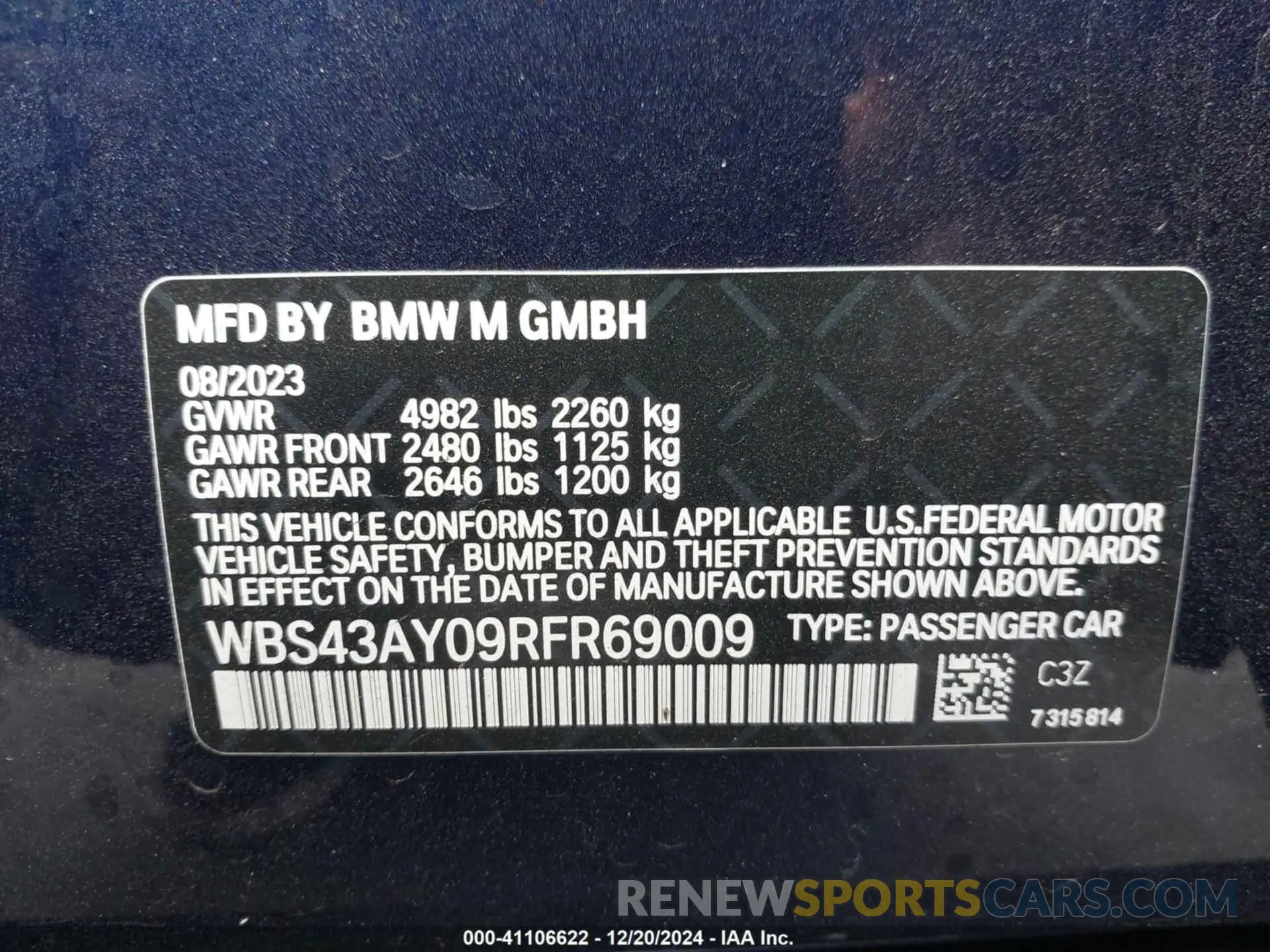 9 Фотография поврежденного автомобиля WBS43AY09RFR69009 BMW M3 2024