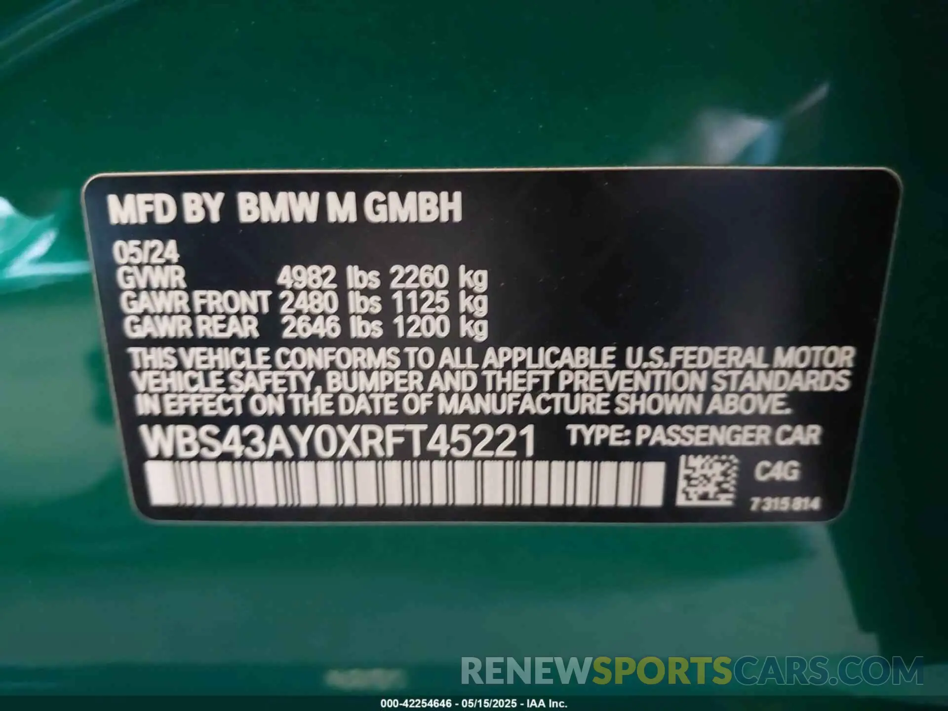 9 Photograph of a damaged car WBS43AY0XRFT45221 BMW M3 2024