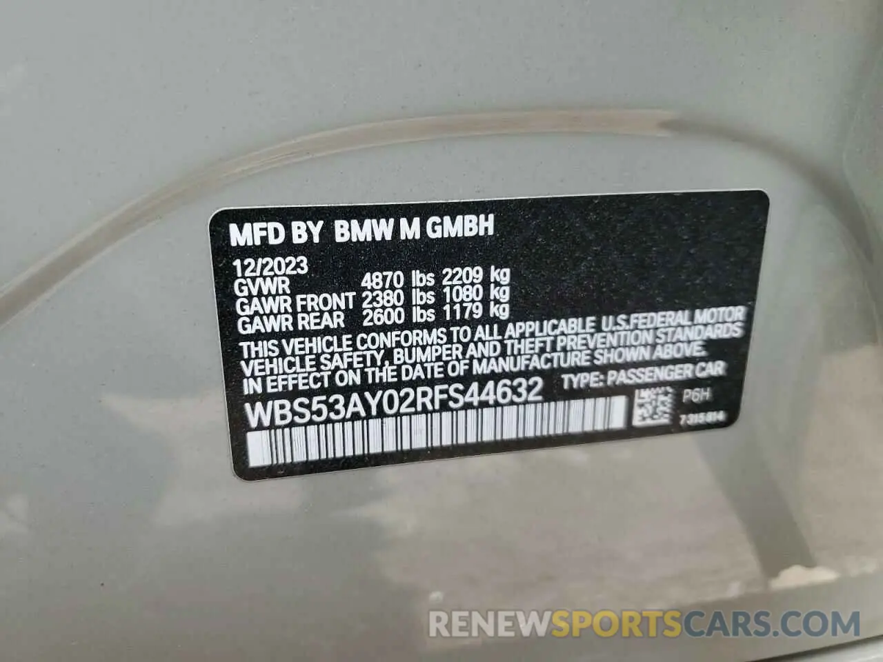 12 Photograph of a damaged car WBS53AY02RFS44632 BMW M3 2024