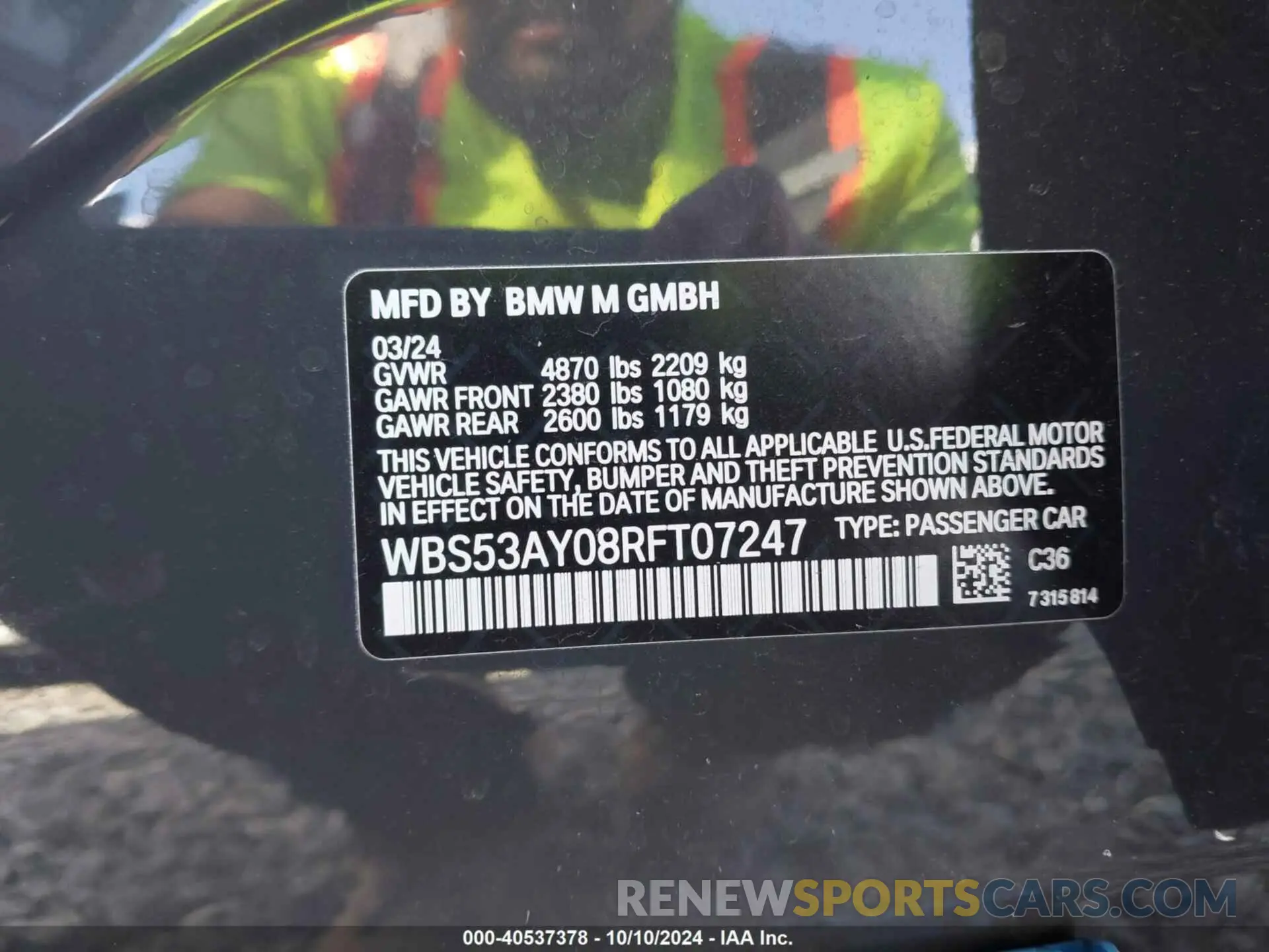 9 Photograph of a damaged car WBS53AY08RFT07247 BMW M3 2024