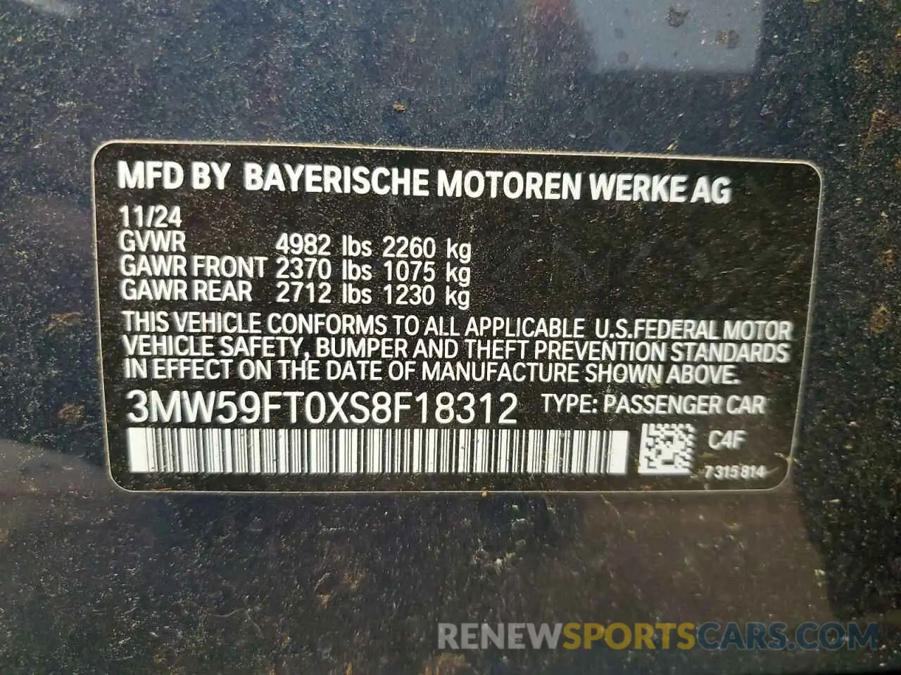 12 Photograph of a damaged car 3MW59FT0XS8F18312 BMW M3 2025