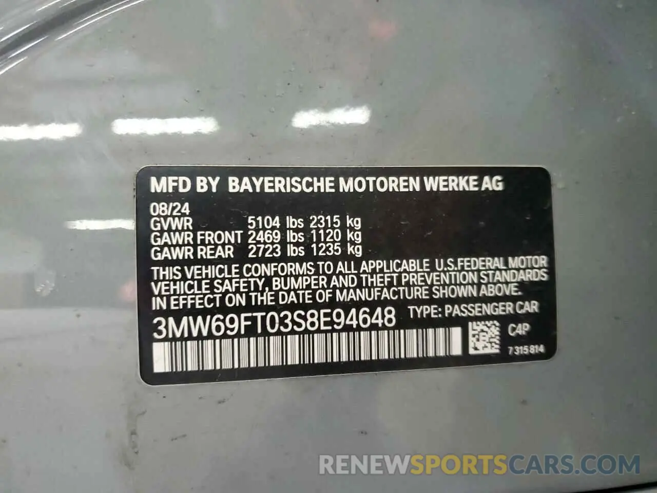13 Photograph of a damaged car 3MW69FT03S8E94648 BMW M3 2025