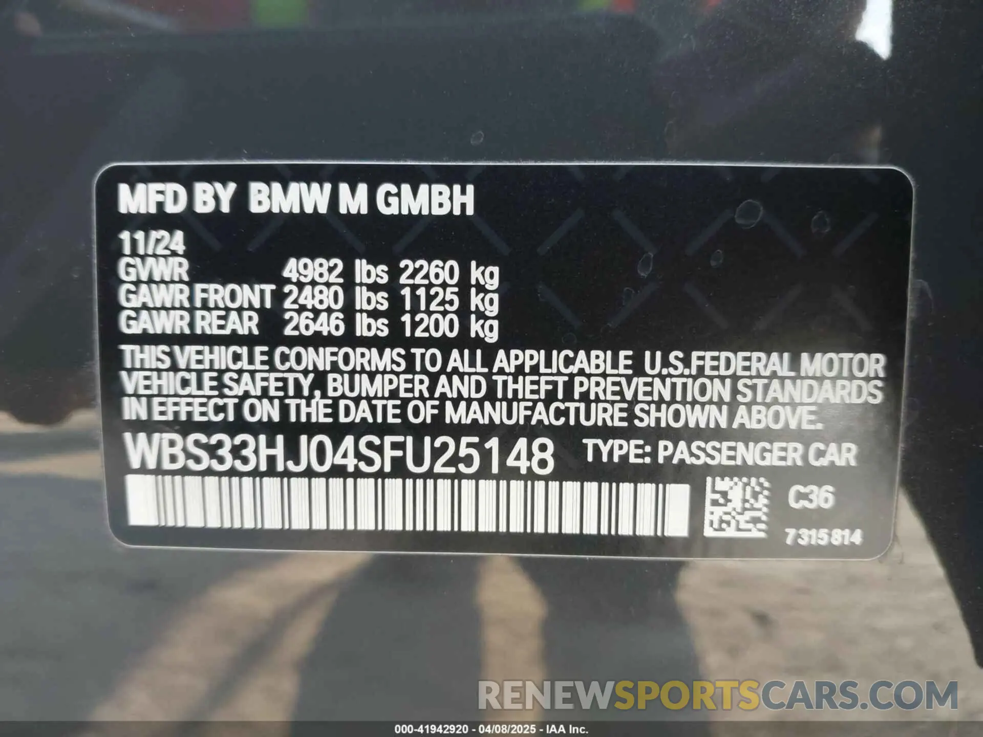 9 Фотография поврежденного автомобиля WBS33HJ04SFU25148 BMW M3 2025