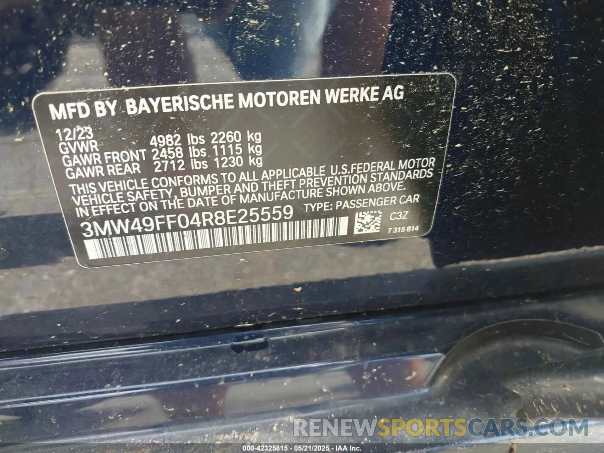 9 Фотография поврежденного автомобиля 3MW49FF04R8E25559 BMW M340I 2024