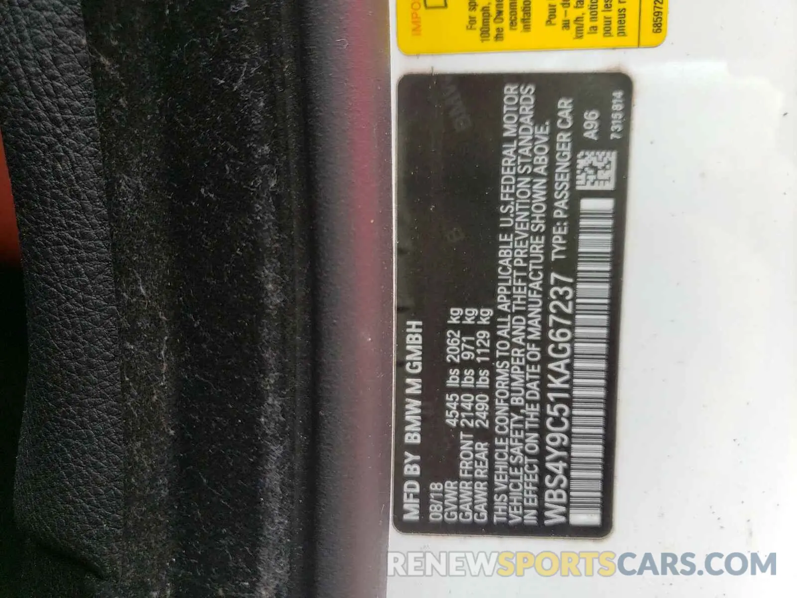 10 Photograph of a damaged car WBS4Y9C51KAG67237 BMW M4 2019