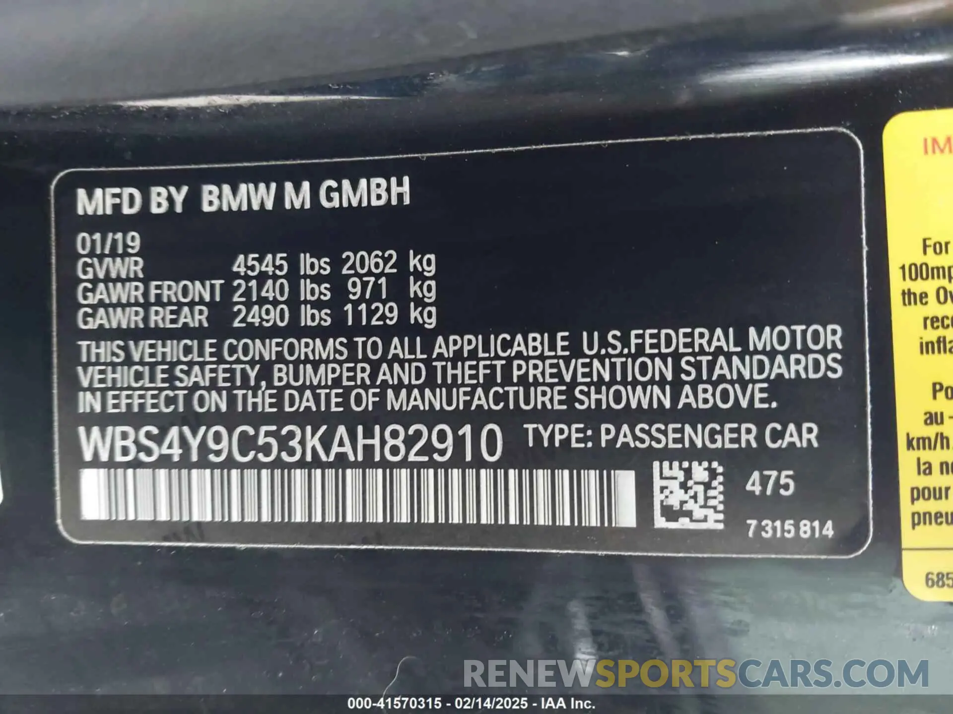 9 Фотография поврежденного автомобиля WBS4Y9C53KAH82910 BMW M4 2019