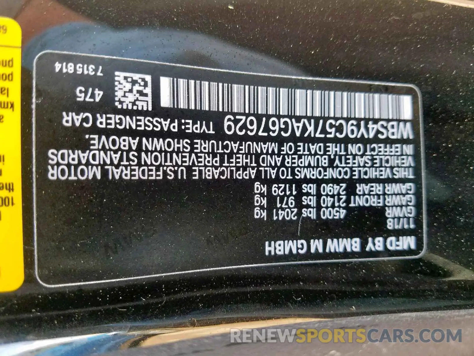 10 Photograph of a damaged car WBS4Y9C57KAG67629 BMW M4 2019